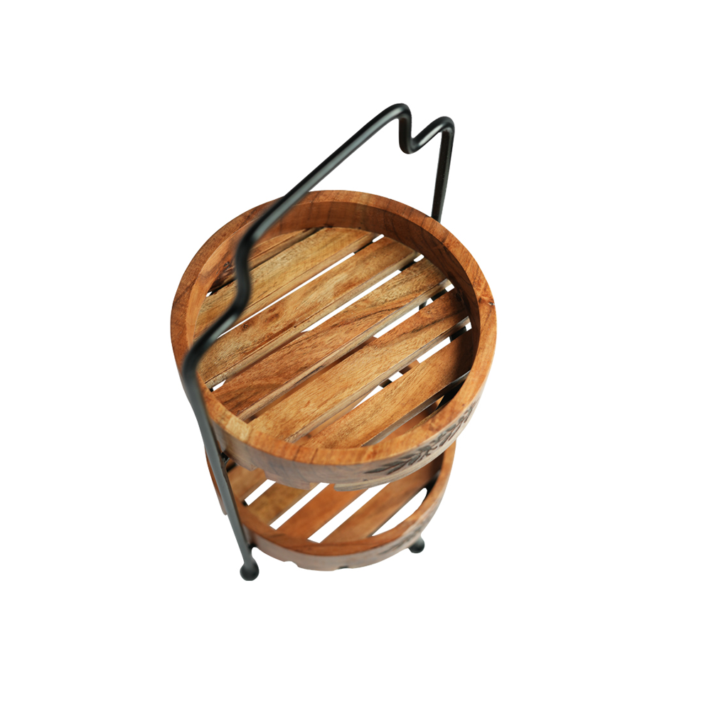 Yellow Marigold Masai 2 Tier Charlie – artisan-crafted metal two-tier stand featuring hand-finished textures and intricate craftsmanship.