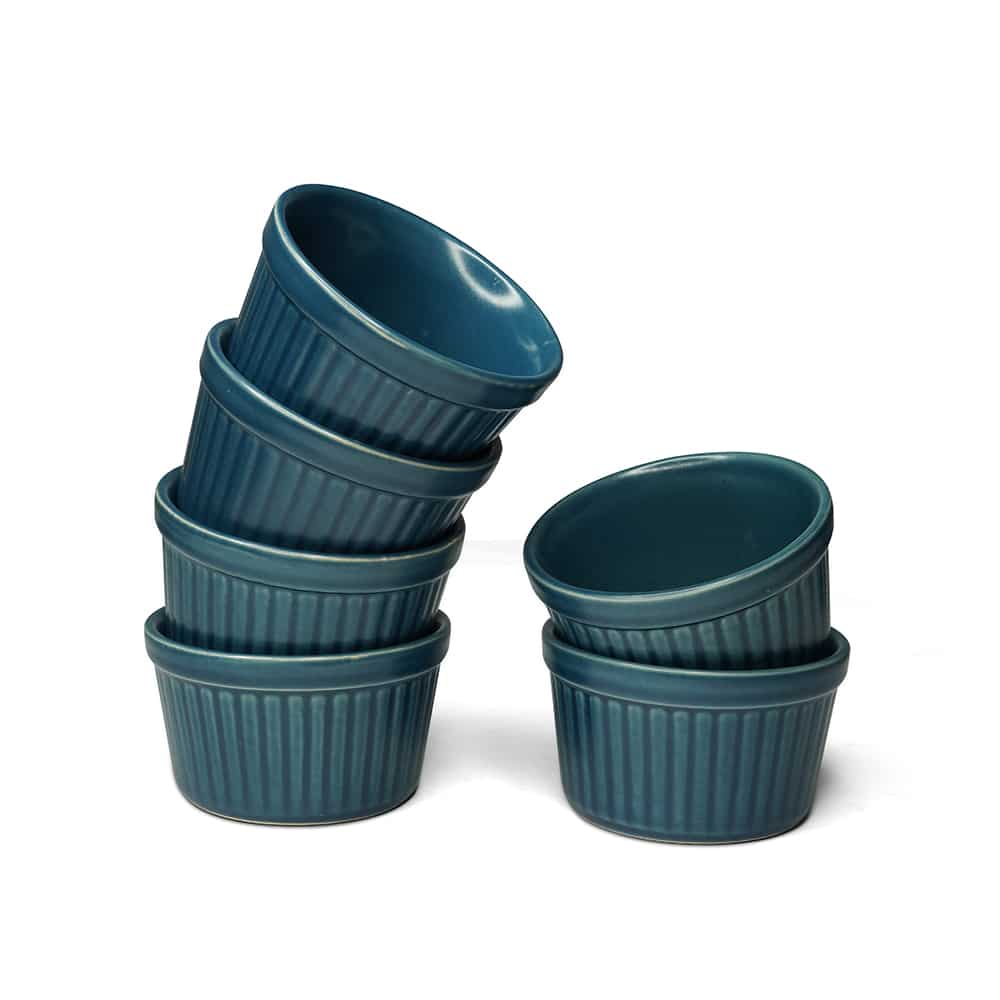 Yellow Marigold Basics Ramekin Bowl – Mediterranean Blue, vibrant matte-blue ceramic bowl set for everyday elegance.