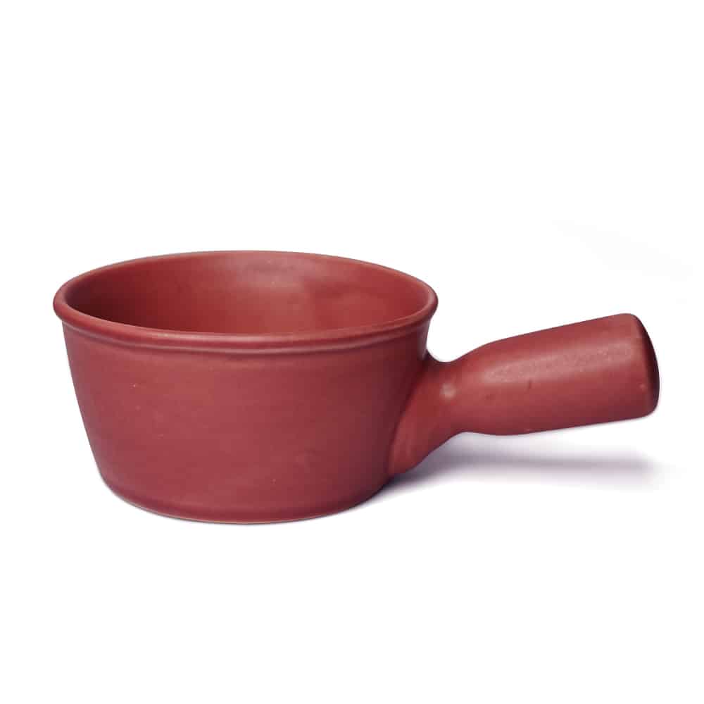 Yellow Marigold Basics Fondue Pot Medium Rose Pink set of 4 — handcrafted ceramic fondue pot with matte finish for cheese or chocolate serving