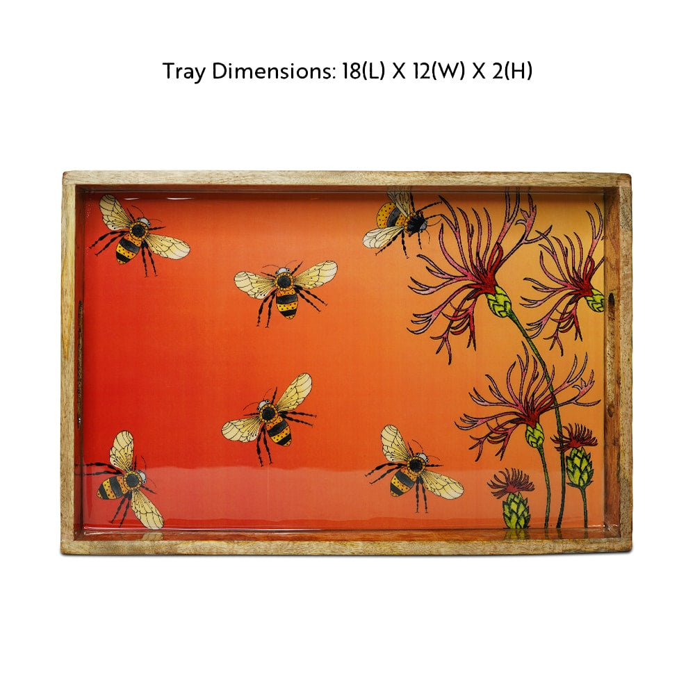 Rectangle Tray - Bees in Paradise (Carrot)