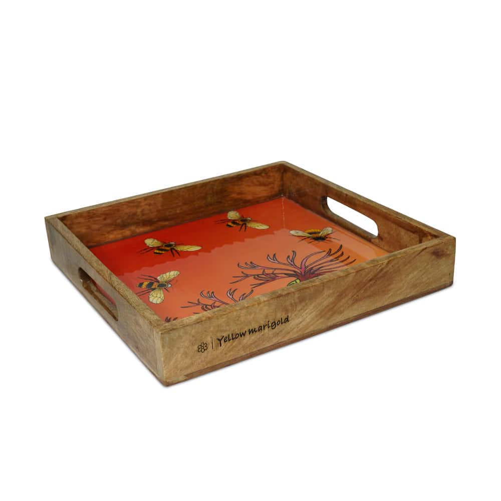 Tray (Square) Bees in Paradise - Carrot