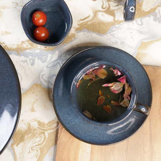 Barista Cup N Saucer - 220 ML - Night Blue - Warp (Set of 4)