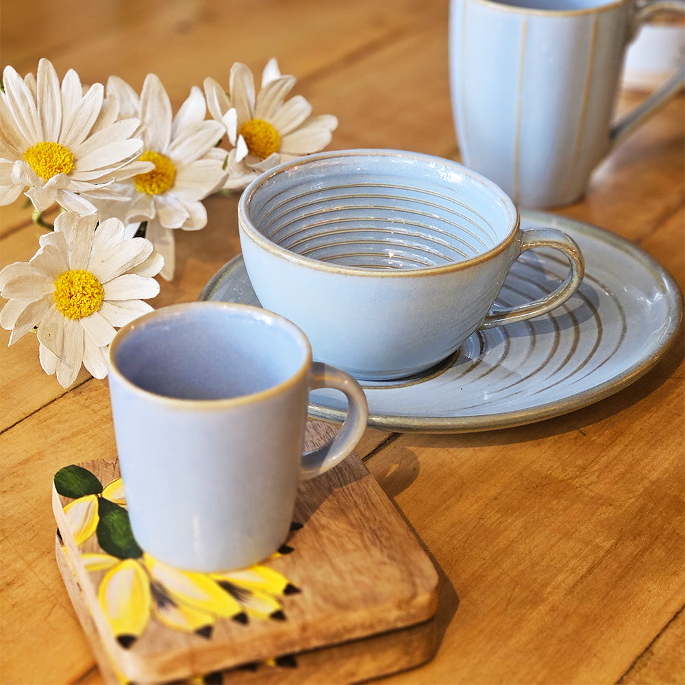 Espresso Mug / Demi Tasse Cup 90 ML - Powder Blue - Vintage Paris (Set of 6)