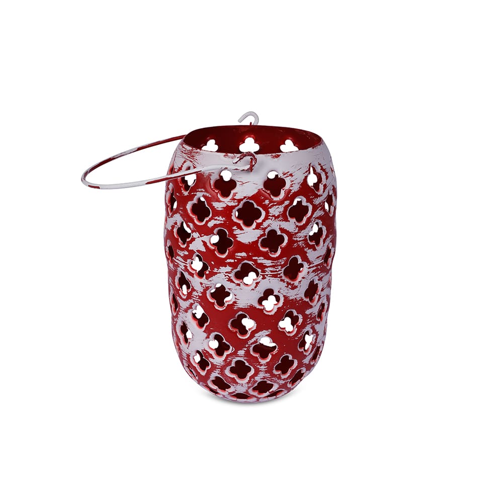 Distressed Metal Hanging Lantern - Rustic Candle Holder