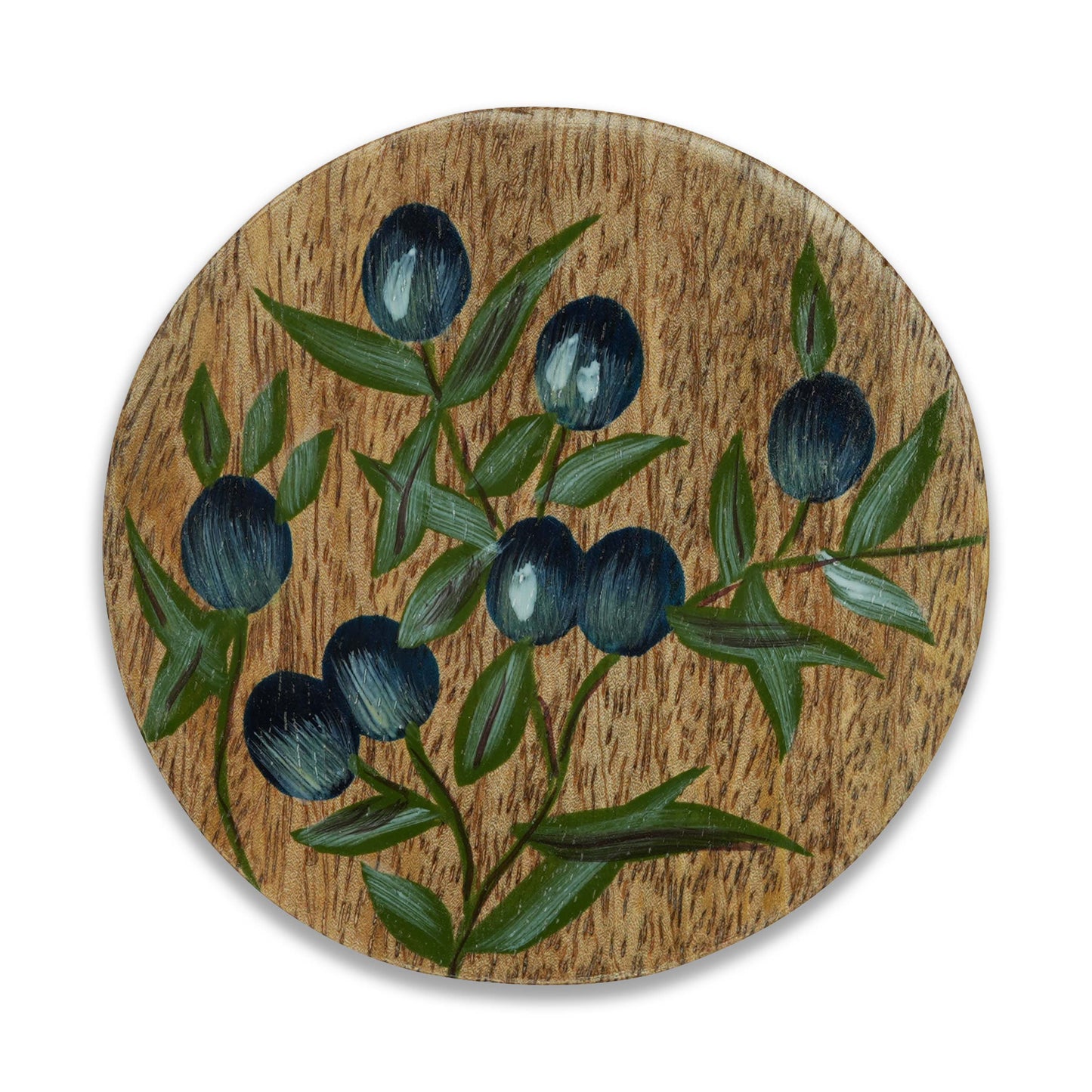Yellow Marigold Hand-Painted Round Coasters Black Olives – beautifully hand-painted ceramic coaster set, perfect gift for design lovers and home entertainers