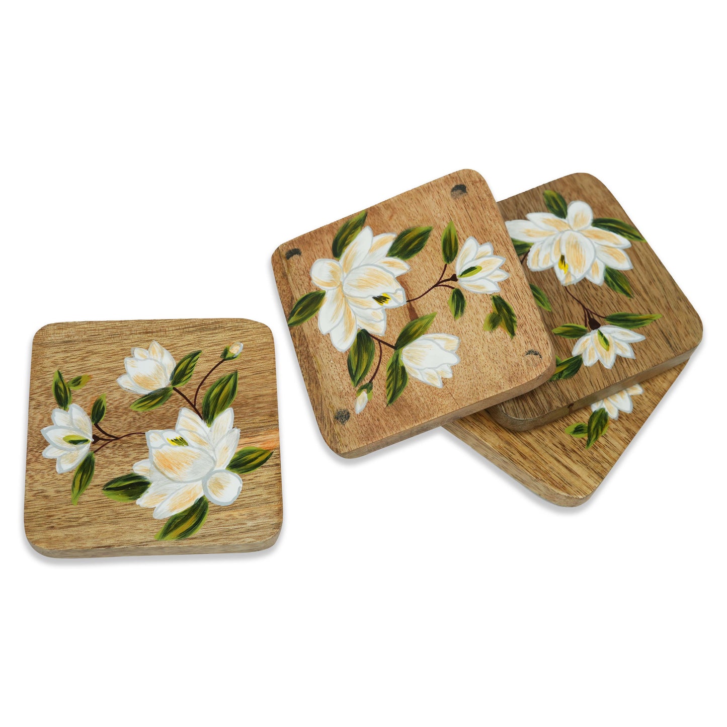 Handpainted Square Coasters - Sweet Magnolias