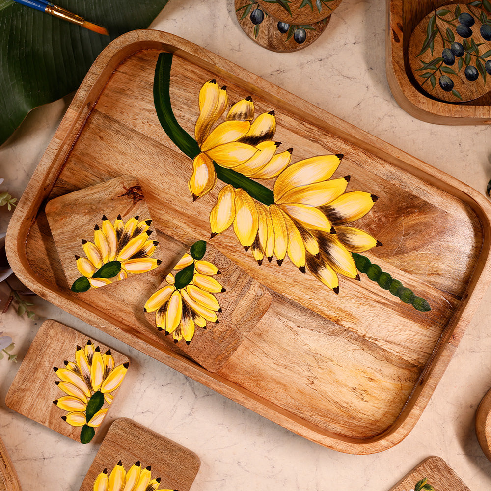 Handpainted Rectangular Tray - Banana Bunch
