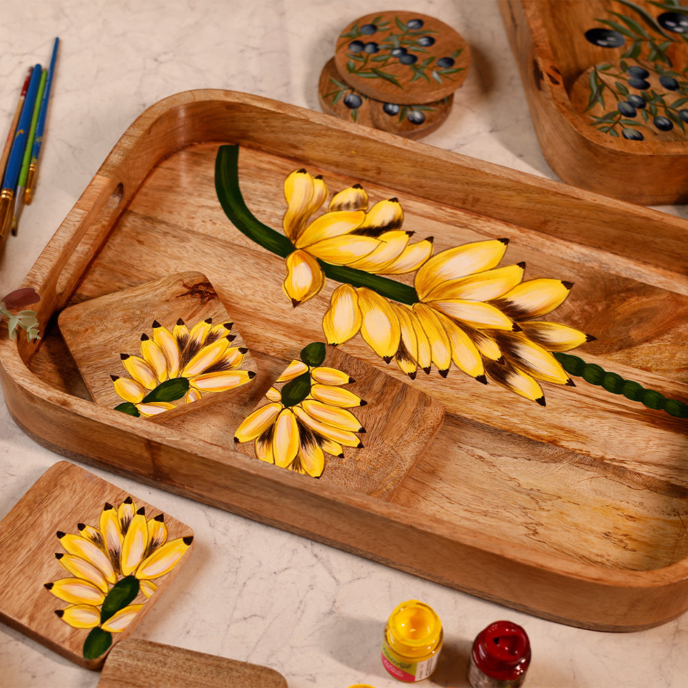 Handpainted Rectangular Tray - Banana Bunch