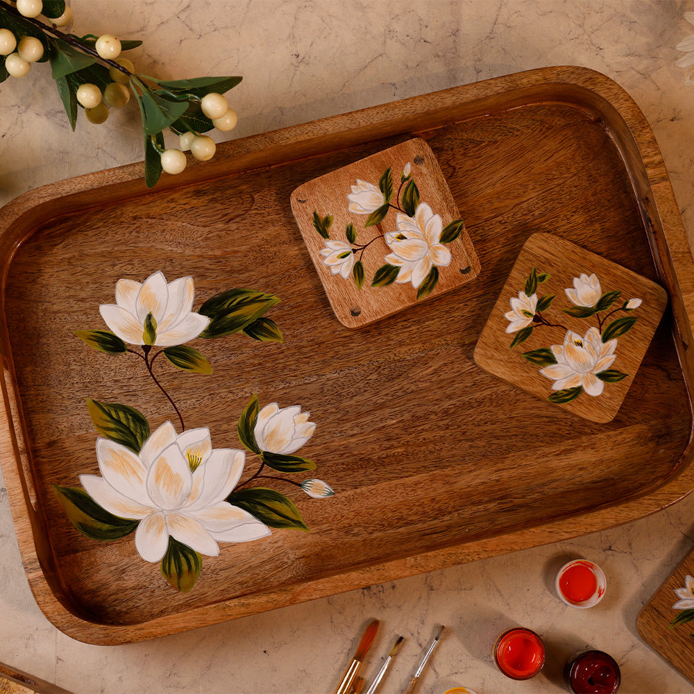 Handpainted Rectangular Tray - Sweet Magnolias