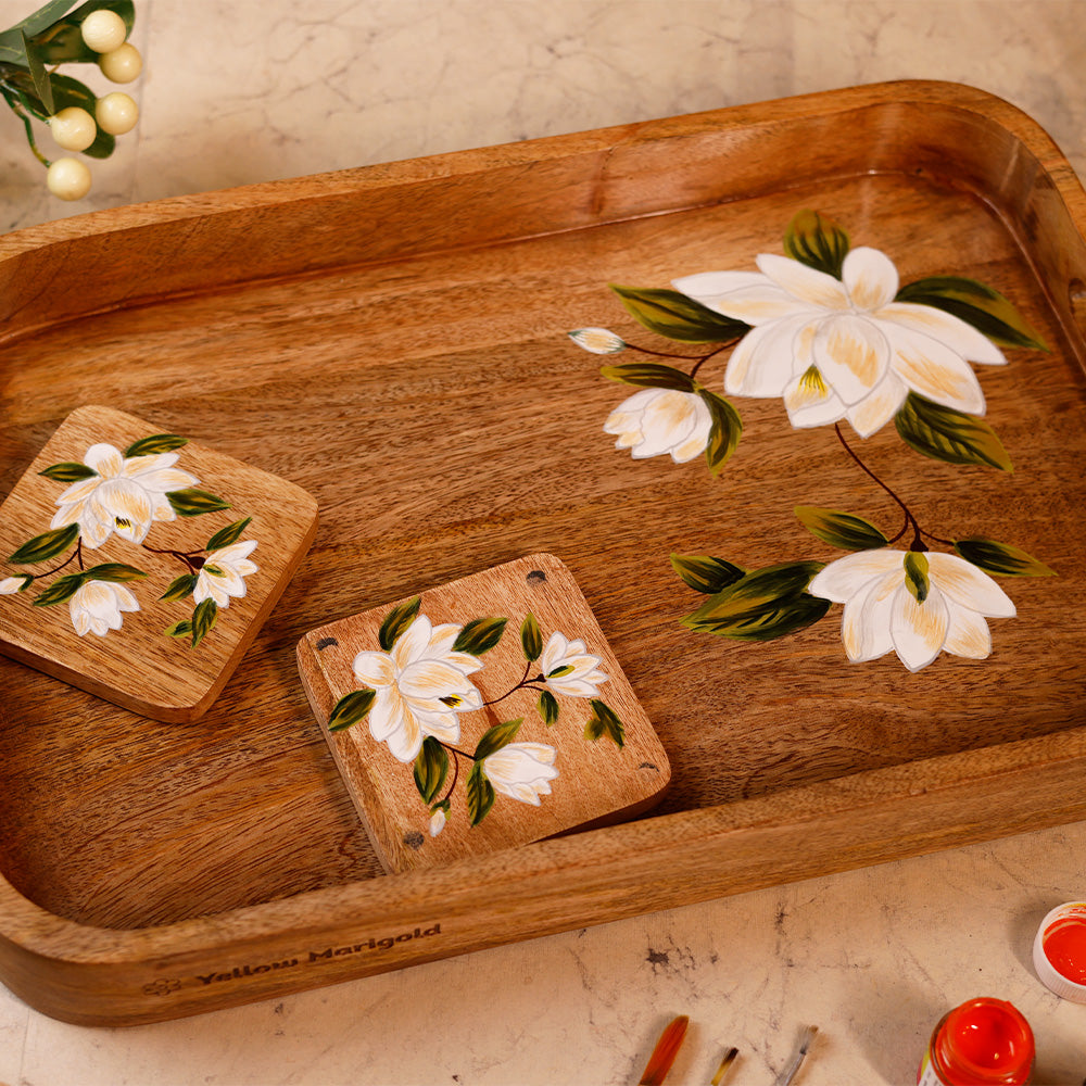 Handpainted Rectangular Tray - Sweet Magnolias