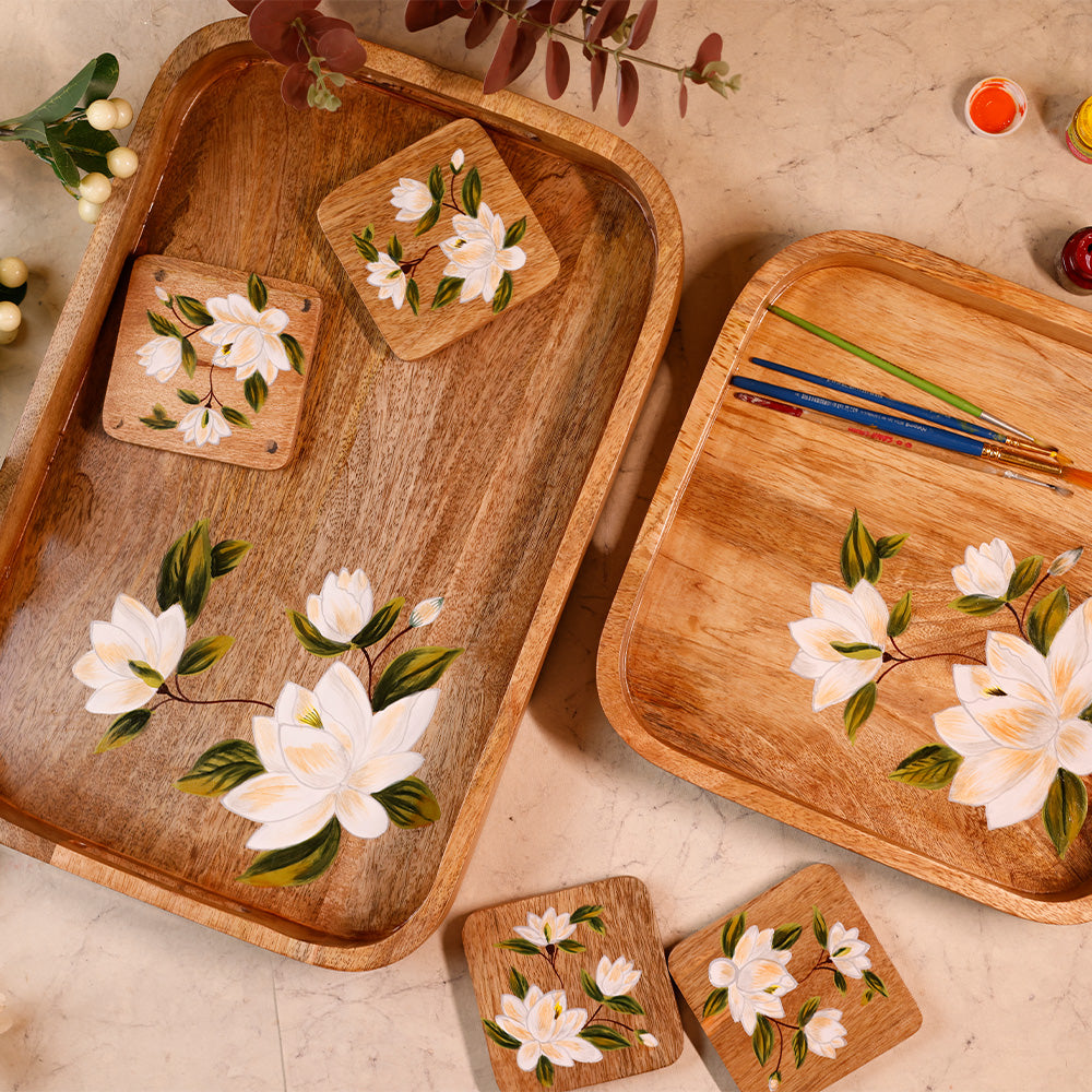 Handpainted Rectangular Tray - Sweet Magnolias