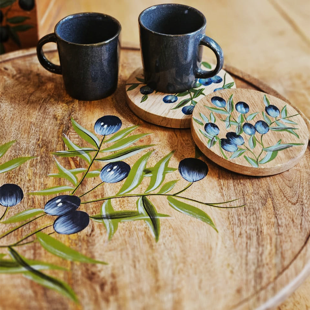 Handpainted Lazy Susan - Black Olives