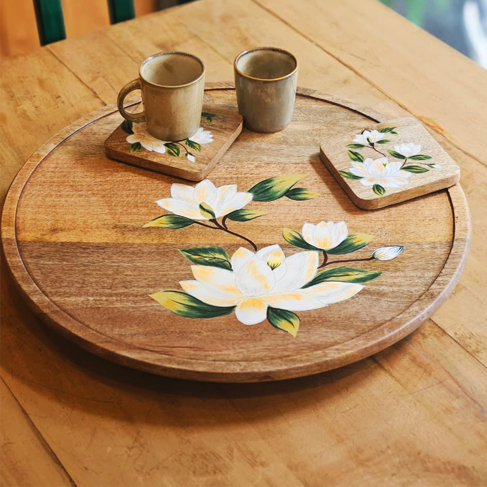 Handpainted Lazy Susan - Sweet Magnolias