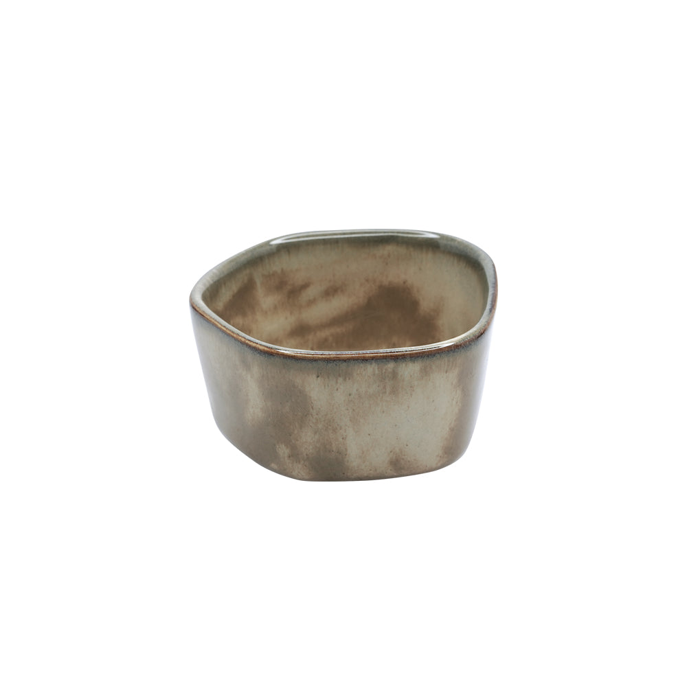 Close-up of Yellow Marigold Sweet Bowl Moon White showing artisan-crafted porcelain texture, smooth glaze and gently curved edges