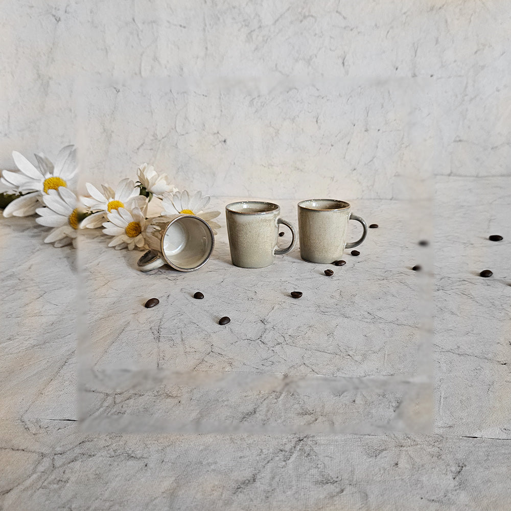 Mug-Small-Espresso/ Demi Tasse Cup 90 ML - Moon White - Warp (Set of 6)