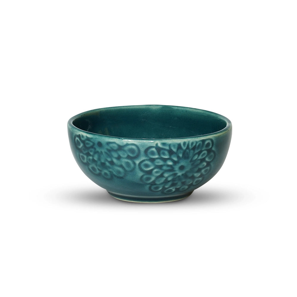 Wild Rose Small Bowls Set of 4 | Cherry Red & Pine Green – Yellow Marigold