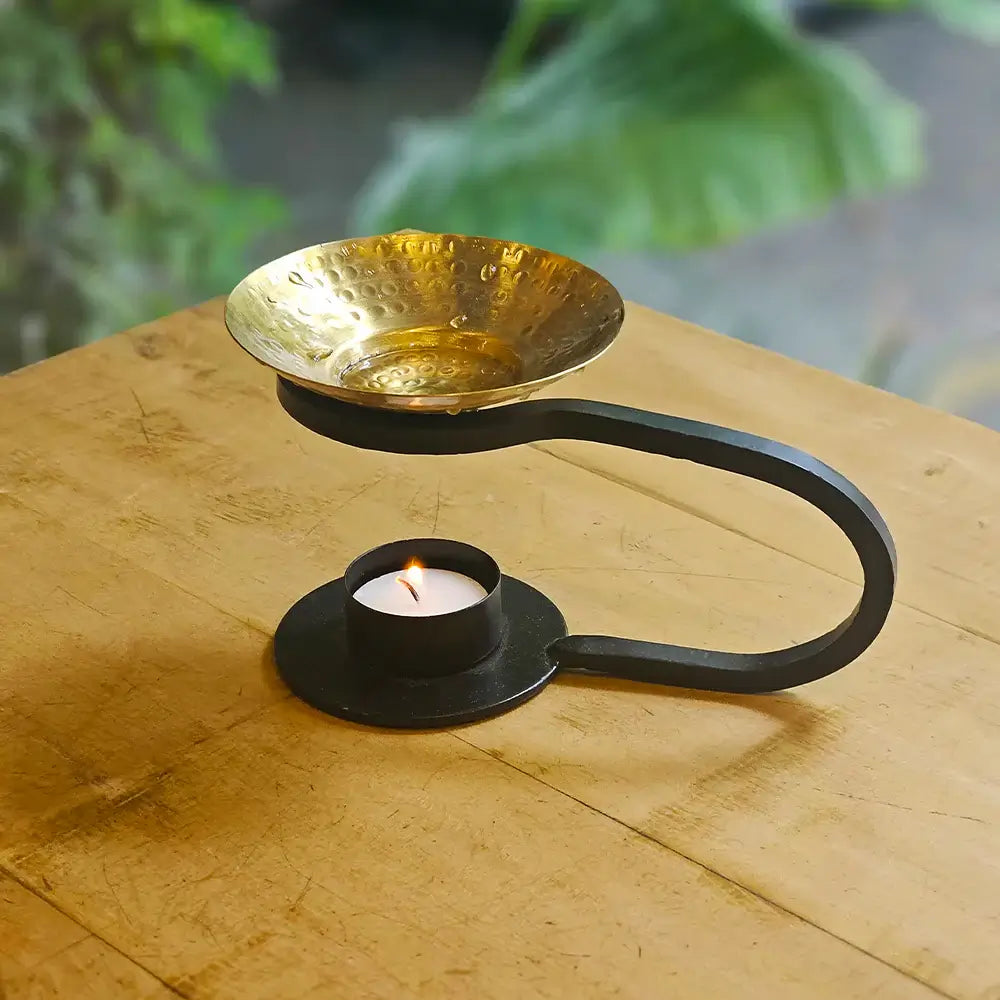 Aadya Brass Oil Diffuser - Handcrafted Aromatherapy Burner