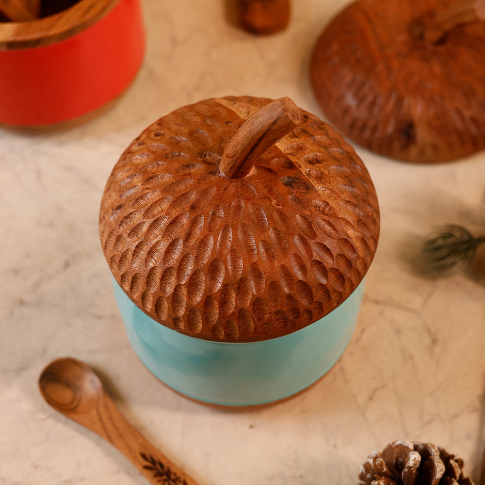 Acorn Jar - Solid Wood Hand Chiseled Collectable