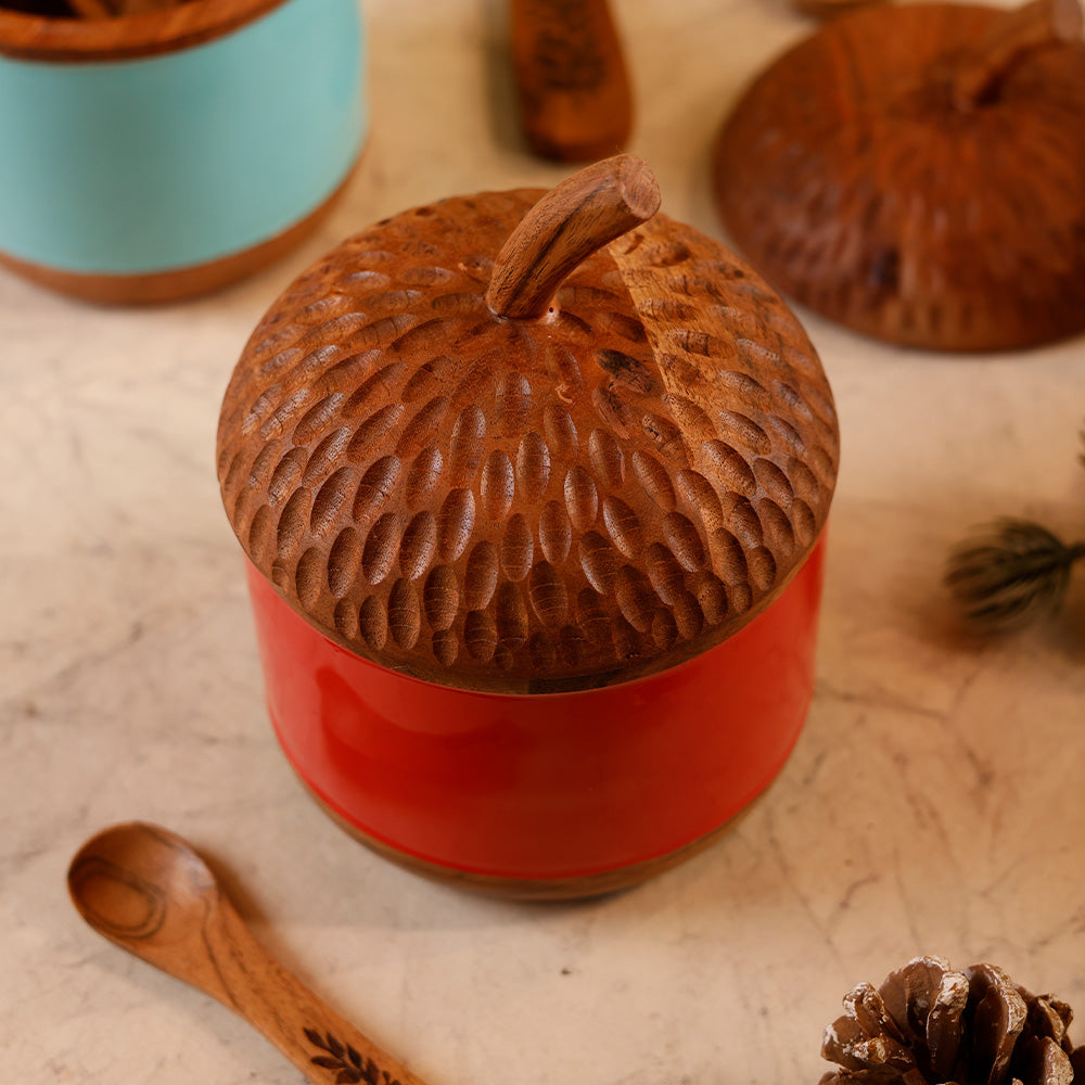 Acorn Jar - Solid Wood Hand Chiseled Collectable
