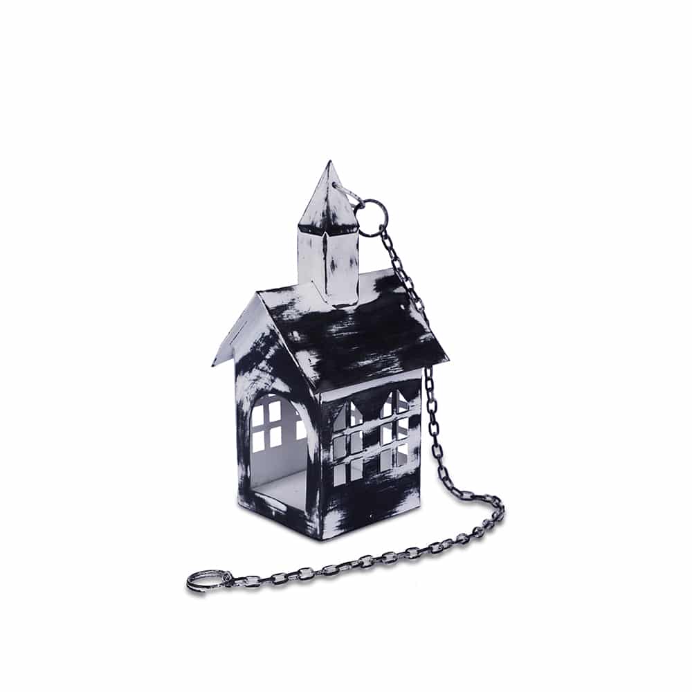 Black Metal Hanging Birdhouse Lantern - Rustic Home Decor