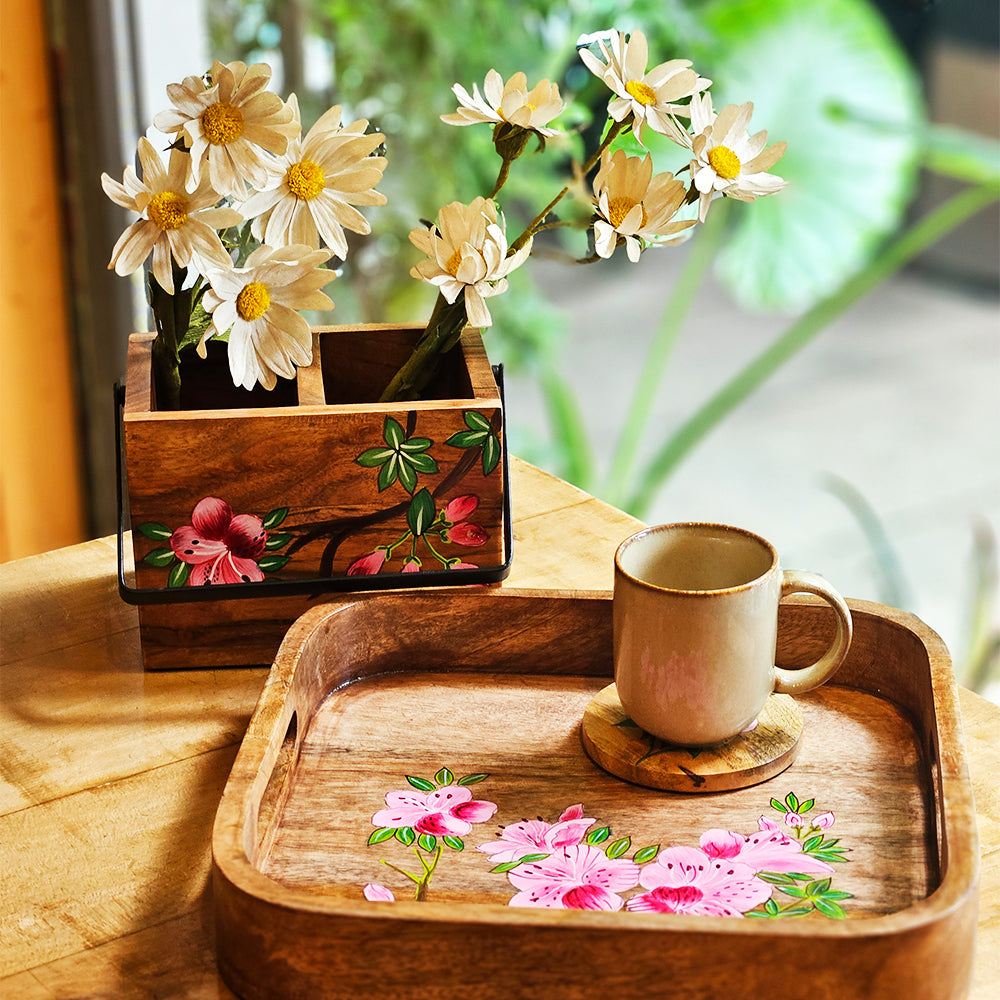 Handpainted Caddy - Pink Azalea