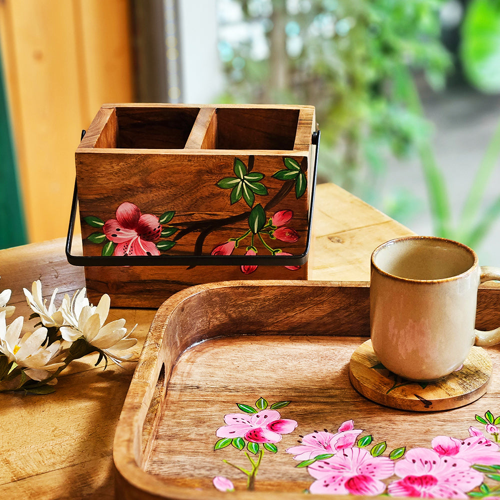 Handpainted Caddy - Pink Azalea