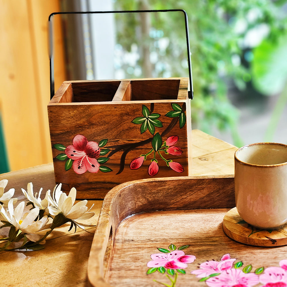 Handpainted Caddy - Pink Azalea