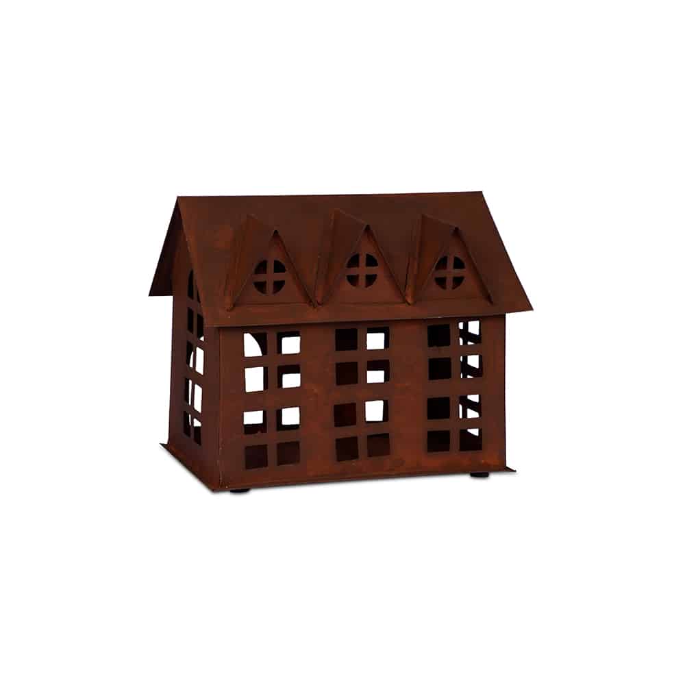 Christmas Cottage Metal Tealight House – Handcrafted Décor