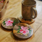 Handpainted Round Coasters - Pink Azalea