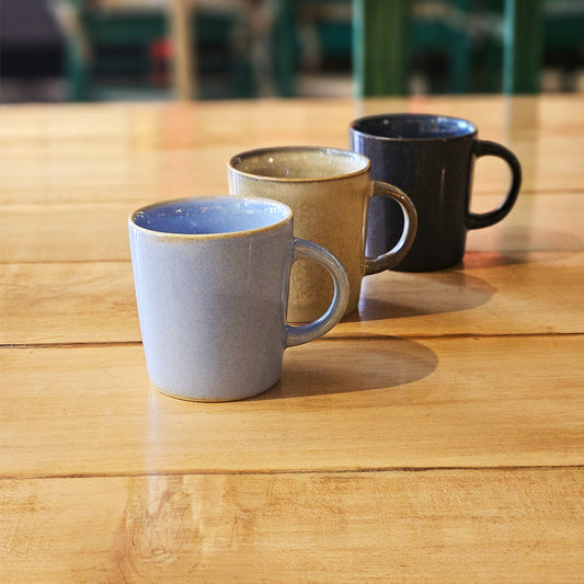 Yellow Marigold Espresso Mug / Demitasse Cup – Powder Blue Vintage Paris, artisanal 90ml espresso cups with classic vintage detailing.