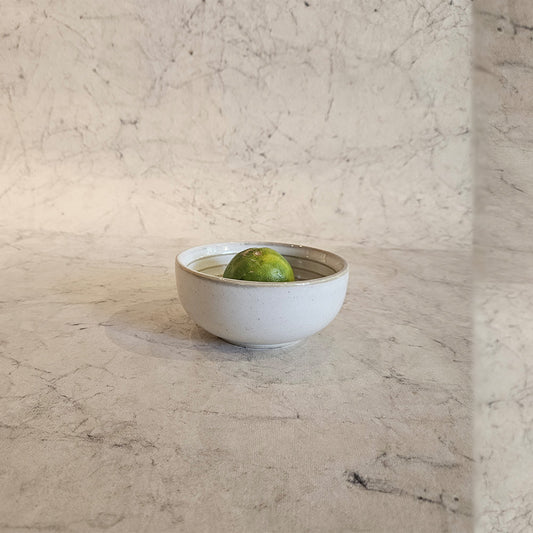 Lifestyle shot of Yellow Marigold Cotton White 3.5-inch katori – eco-friendly handcrafted bowls adding charm to everyday dining.