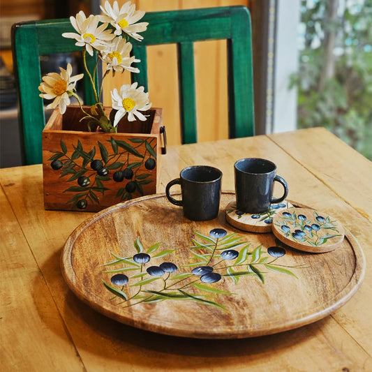 Handpainted Lazy Susan - Black Olives