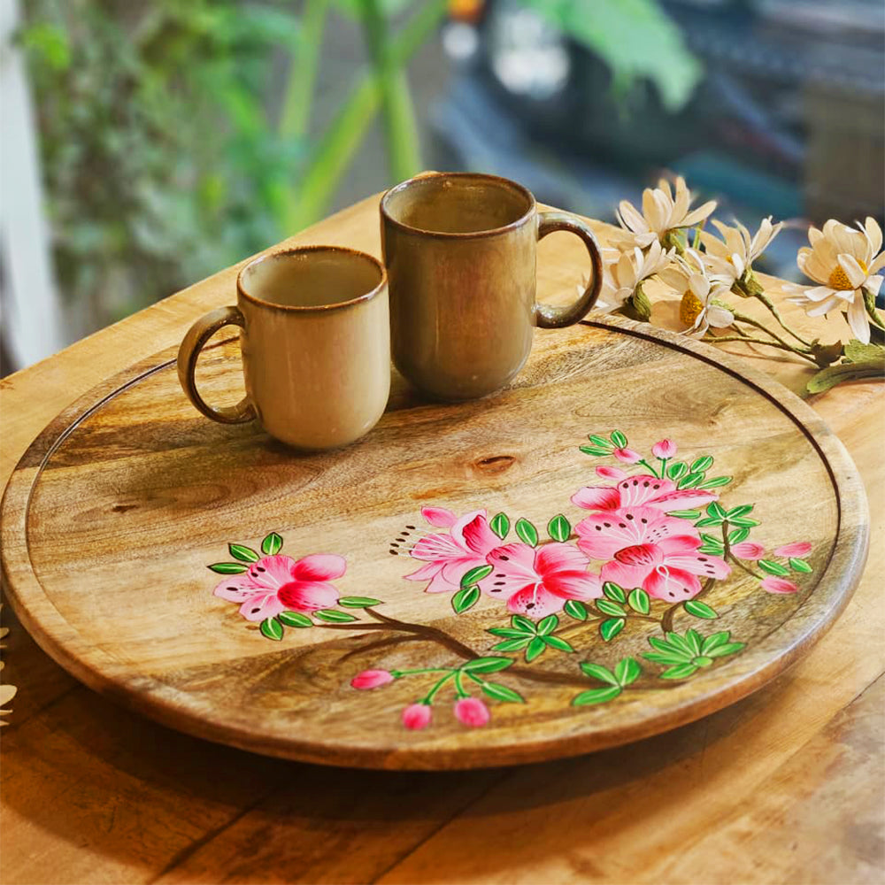 Handpainted Lazy Susan - Pink Azalea