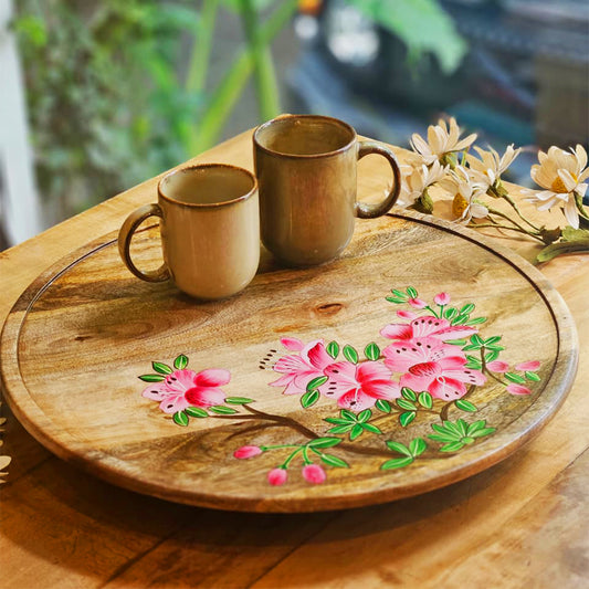 Handpainted Lazy Susan - Pink Azalea