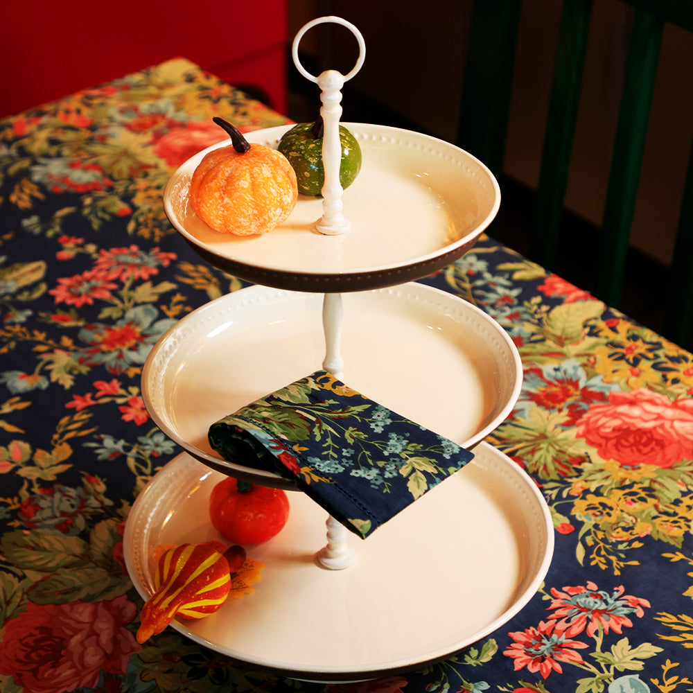 Eternal Rose Navy Cotton Napkin Set of 6 – Designer Table Linen