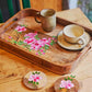 Handpainted Rectangular Tray - Pink Azalea