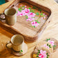 Handpainted Square Tray - Pink Azalea