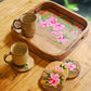 Handpainted Square Tray - Pink Azalea