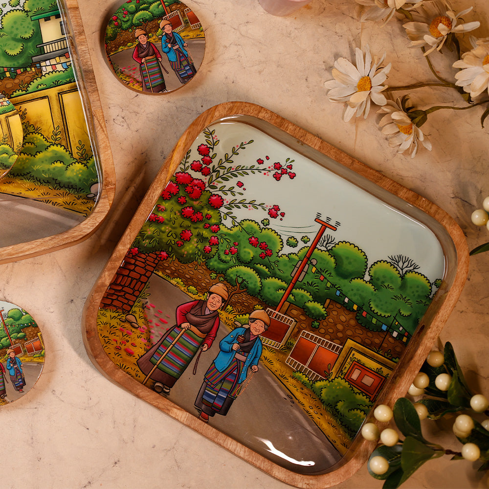 Square Tray - Echoes of Dehradun - Rajpur Dreams