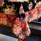 Yellow Marigold eco-friendly Blanche Black Floral tablecloth — sustainable floral tablecloth for conscious home décor
