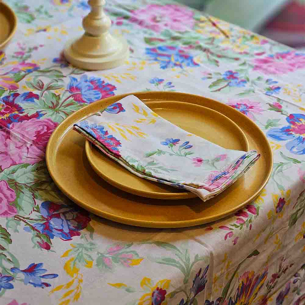 Eternal Rose - White - Cotton Table Cover