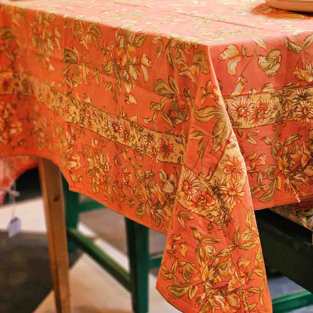 Sweet Pea - Coral - Cotton Table Cover
