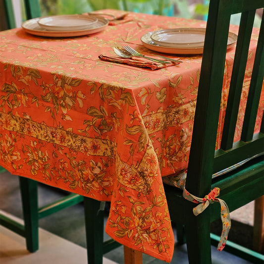 Sweet Pea - Coral - Cotton Table Cover