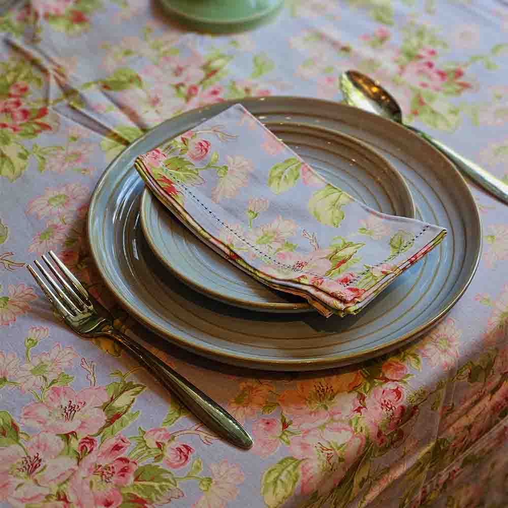 Apple Blossom Periwinkle Cotton Napkins – Set of 6