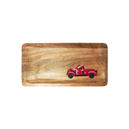 Artisan crafting the Yellow Marigold red Wagon Platter, highlighting skilled woodworking and handcrafted finish.